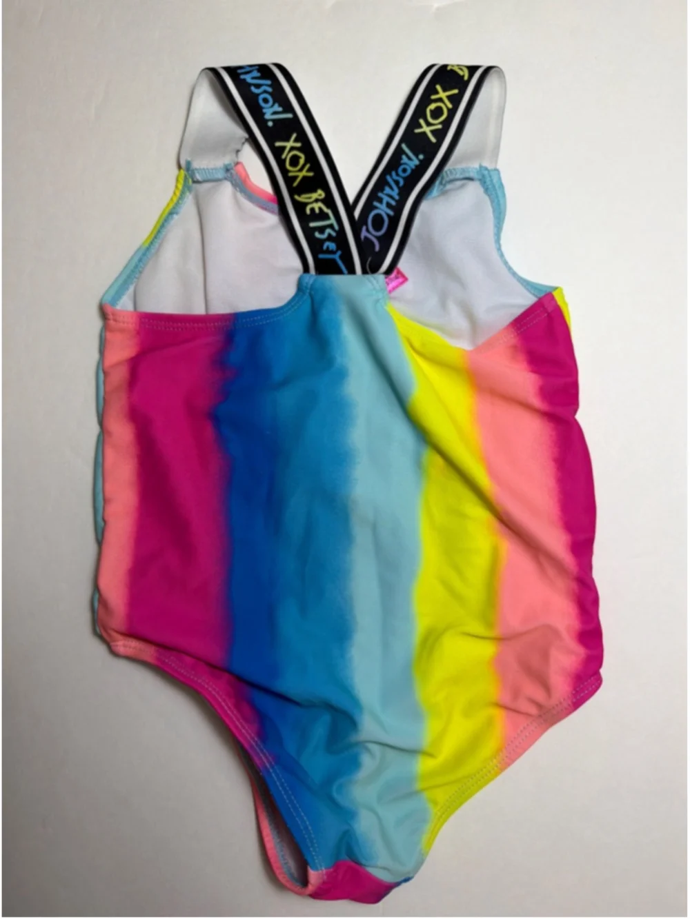 Girls Betsey Johnson One Piece Tank Swimsuit Size 4 Tie-Dye Rainbow Sequin Sun